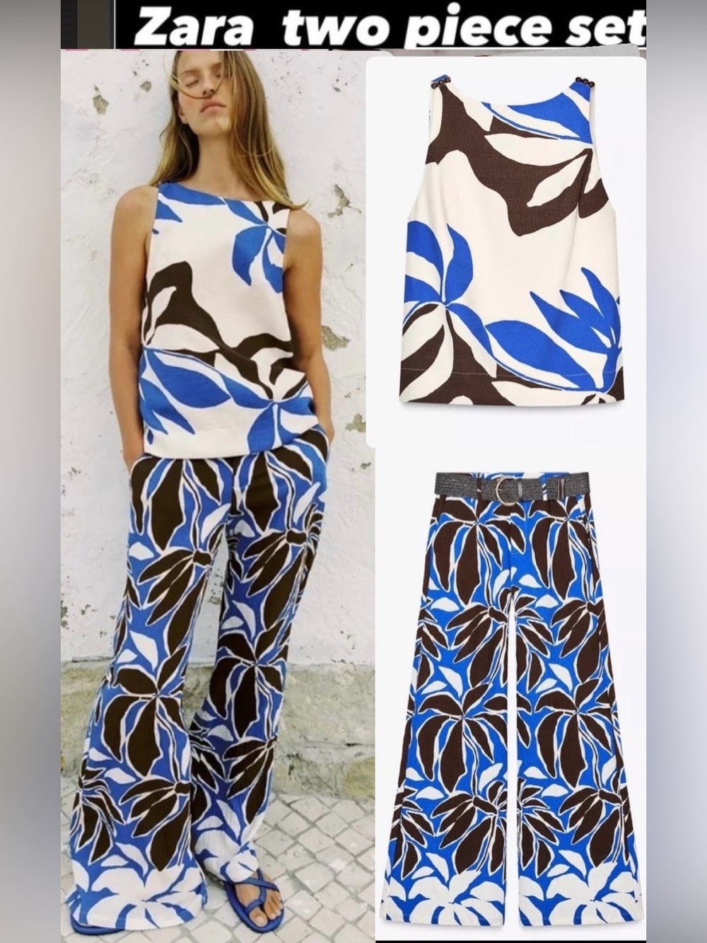 NEW ! ZARA co-ord SET PLANTED PANTS AND TOP 
🚨no discount on this set